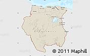 Shaded Relief Map of Suriname, single color outside, bathymetry sea