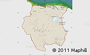 Shaded Relief Map of Suriname, single color outside, satellite sea