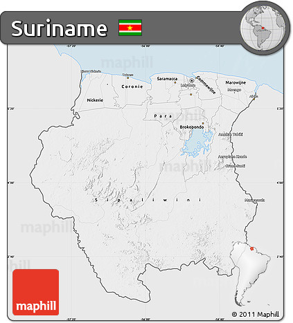 Silver Style Map of Suriname, single color outside