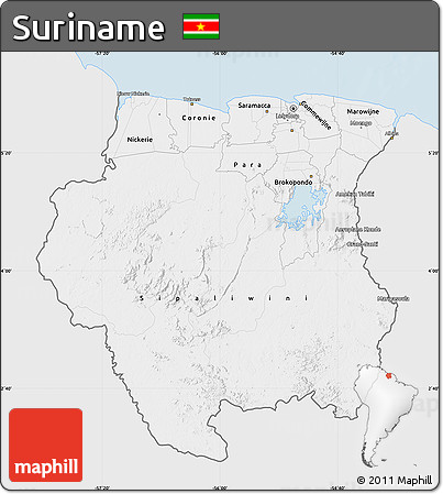 Silver Style Map of Suriname, single color outside