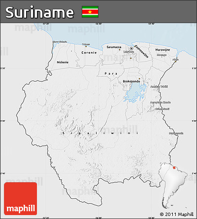 Silver Style Map of Suriname, single color outside