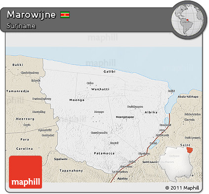 Classic Style 3D Map of Marowijne