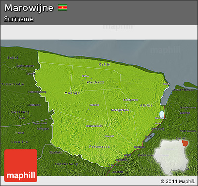 Physical 3D Map of Marowijne, darken