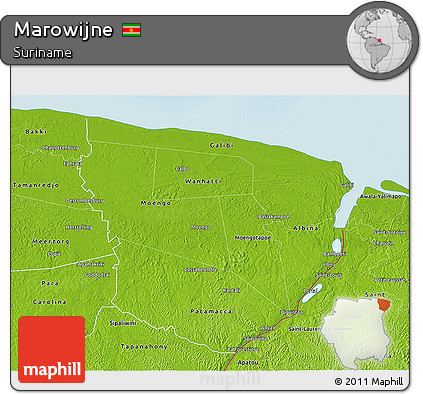 Physical 3D Map of Marowijne