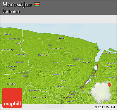 Physical 3D Map of Marowijne