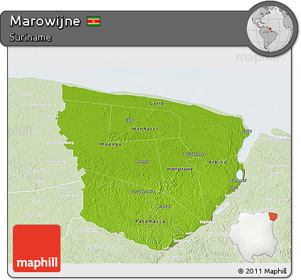 Physical 3D Map of Marowijne, lighten