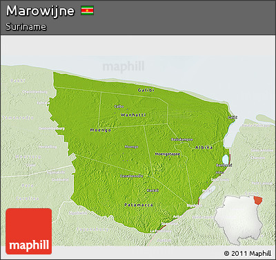 Physical 3D Map of Marowijne, lighten