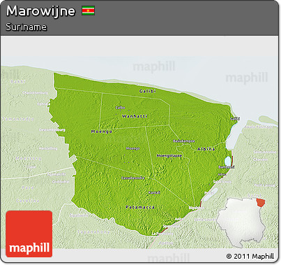 Physical 3D Map of Marowijne, lighten