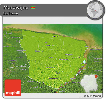 Physical 3D Map of Marowijne, satellite outside