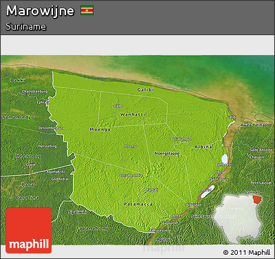 Physical 3D Map of Marowijne, satellite outside