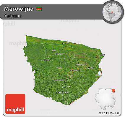 Satellite 3D Map of Marowijne, cropped outside