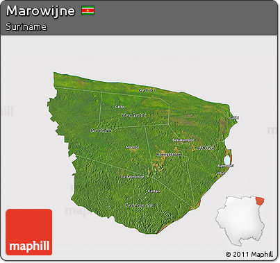 Satellite 3D Map of Marowijne, cropped outside