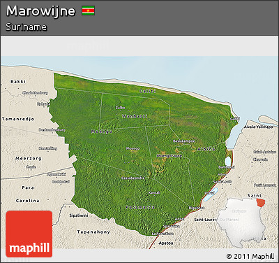 Satellite 3D Map of Marowijne, shaded relief outside