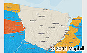 Shaded Relief 3D Map of Marowijne, political outside