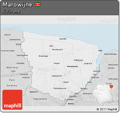 Silver Style 3D Map of Marowijne