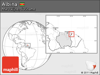 Blank Location Map of Albina, highlighted country
