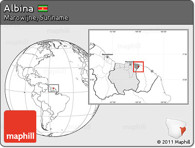 Blank Location Map of Albina, highlighted country, highlighted parent region