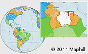 Political Location Map of Albina, highlighted country, within the entire country