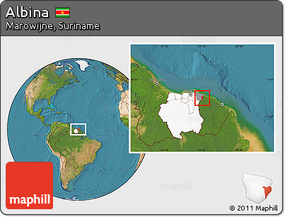 Satellite Location Map of Albina, highlighted country, highlighted parent region