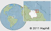 Savanna Style Location Map of Albina, highlighted country, highlighted parent region, hill shading