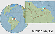 Savanna Style Location Map of Albina, highlighted parent region, within the entire country, hill shading