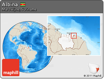 Shaded Relief Location Map of Albina, highlighted country