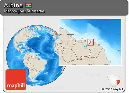Shaded Relief Location Map of Albina, highlighted parent region