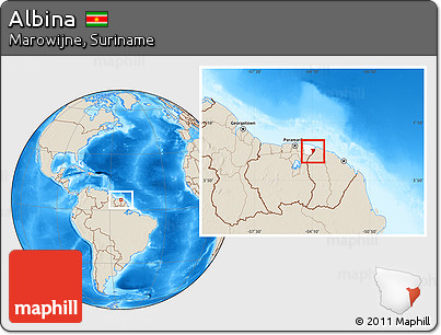 Shaded Relief Location Map of Albina, highlighted parent region