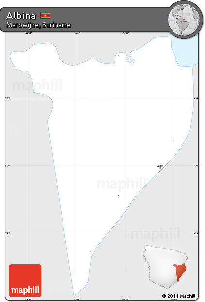 Silver Style Simple Map of Albina, single color outside