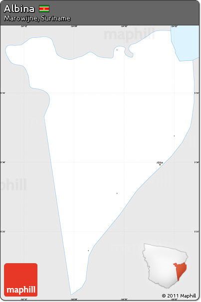 Silver Style Simple Map of Albina, single color outside