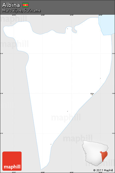 Silver Style Simple Map of Albina, single color outside