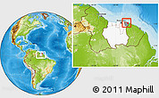 Physical Location Map of Galibi, highlighted country, highlighted parent region, within the entire country