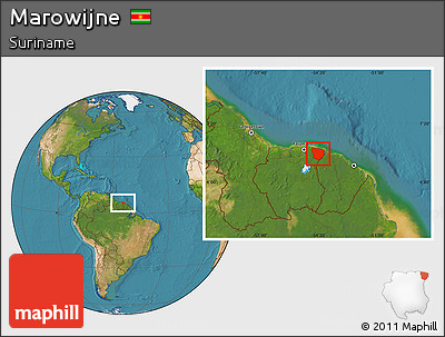 Satellite Location Map of Marowijne