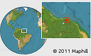 Satellite Location Map of Marowijne