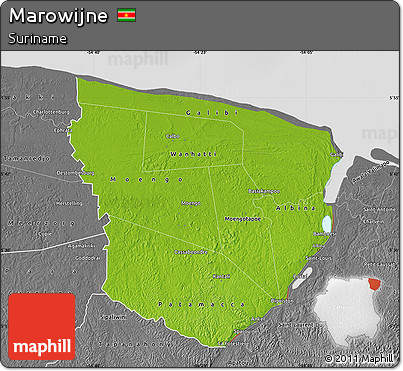 Physical Map of Marowijne, desaturated