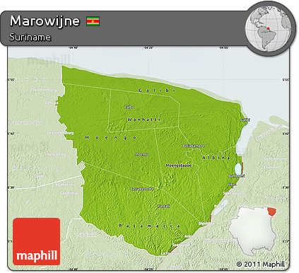 Physical Map of Marowijne, lighten
