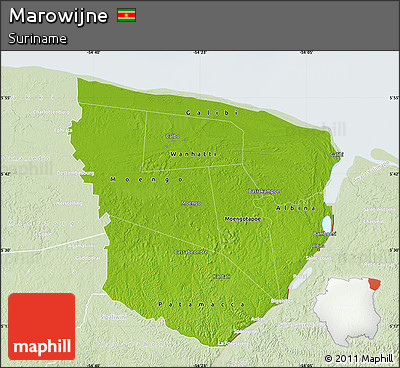 Physical Map of Marowijne, lighten