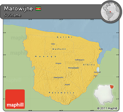 Savanna Style Map of Marowijne, single color outside