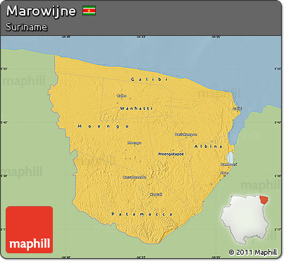 Savanna Style Map of Marowijne, single color outside