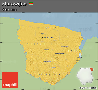 Savanna Style Map of Marowijne, single color outside