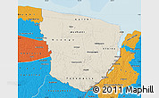 Shaded Relief Map of Marowijne, political outside