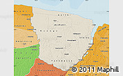 Shaded Relief Map of Marowijne, political shades outside