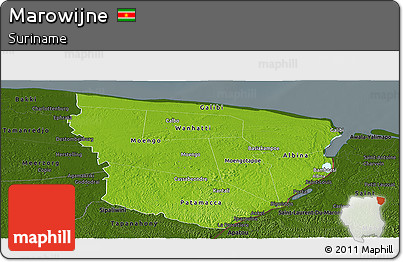 Physical Panoramic Map of Marowijne, darken