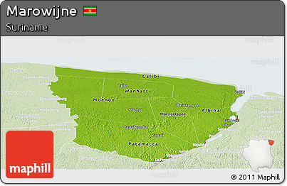 Physical Panoramic Map of Marowijne, lighten
