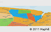 Political Panoramic Map of Marowijne, political shades outside