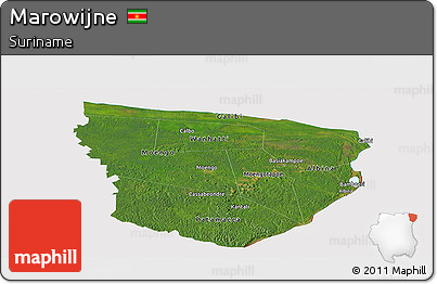Satellite Panoramic Map of Marowijne, cropped outside
