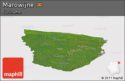 Satellite Panoramic Map of Marowijne, cropped outside