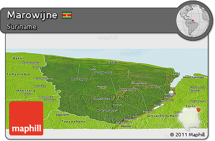 Satellite Panoramic Map of Marowijne, physical outside