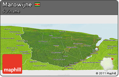 Satellite Panoramic Map of Marowijne, physical outside