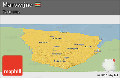 Savanna Style Panoramic Map of Marowijne, single color outside